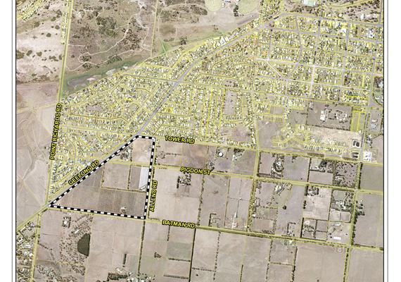 Aerial photo of the area to be rezoned 
