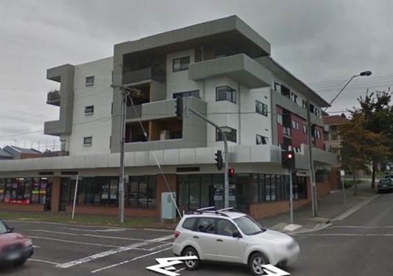 This is the development with a 4 storey apartment complex on the corner of Kilgour Street and Moorabool Street.