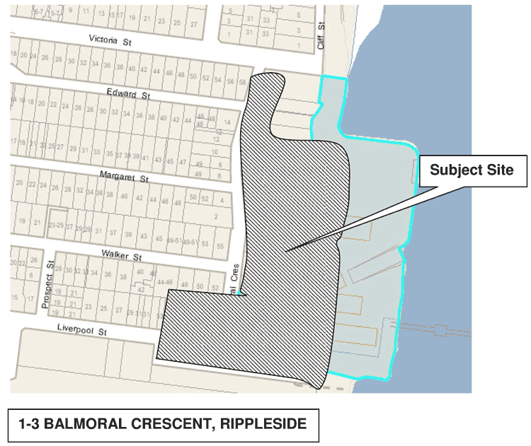 Locality Map of 1-3 Balmoral Crescent, Rippleside showing the subject site