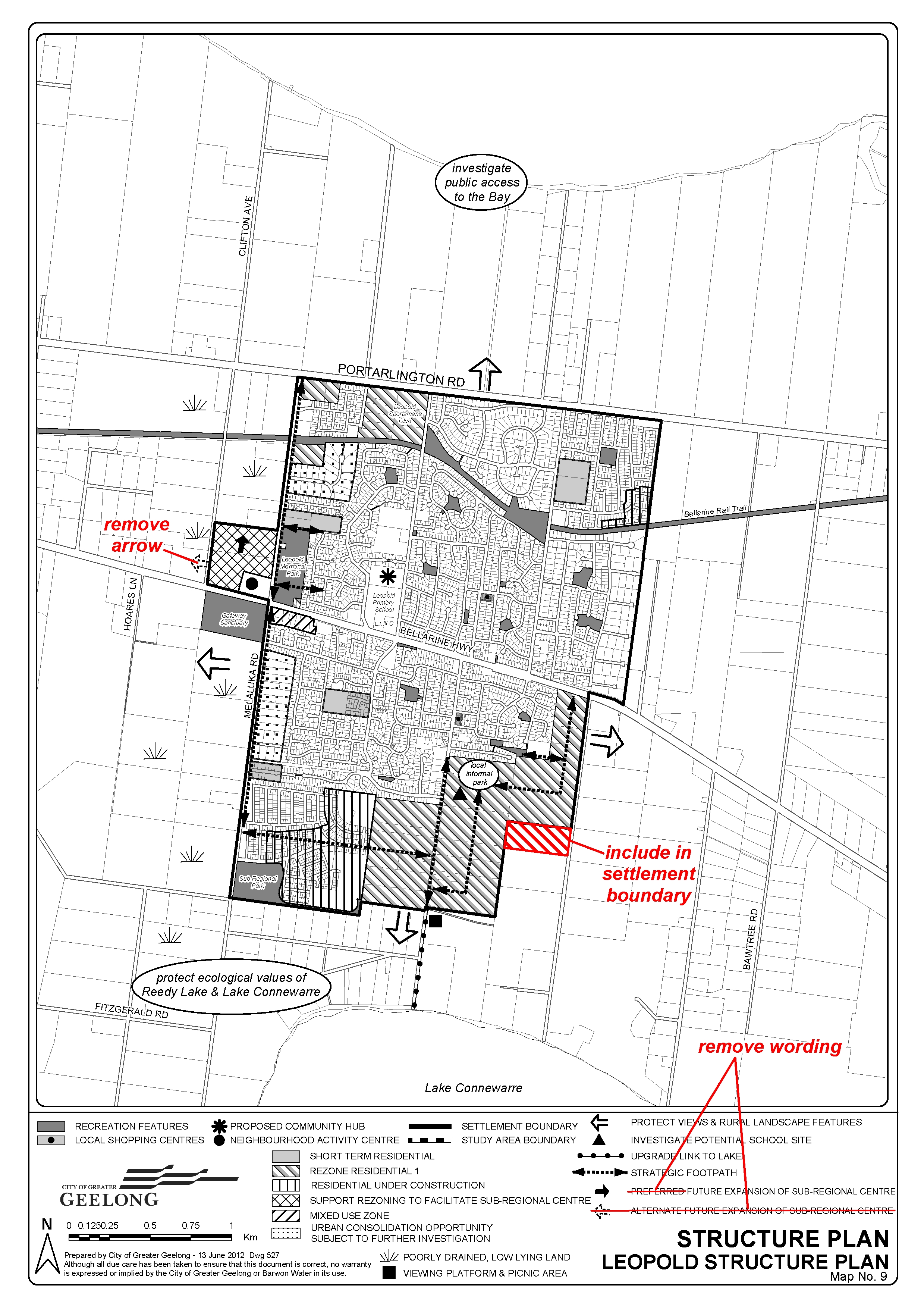 Appendix 1-1: Revised Leopold Structure Plan Map (proposed revisions in red)