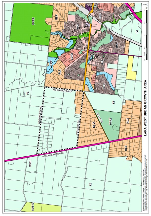 Map showing Lara West Urban Growth Area