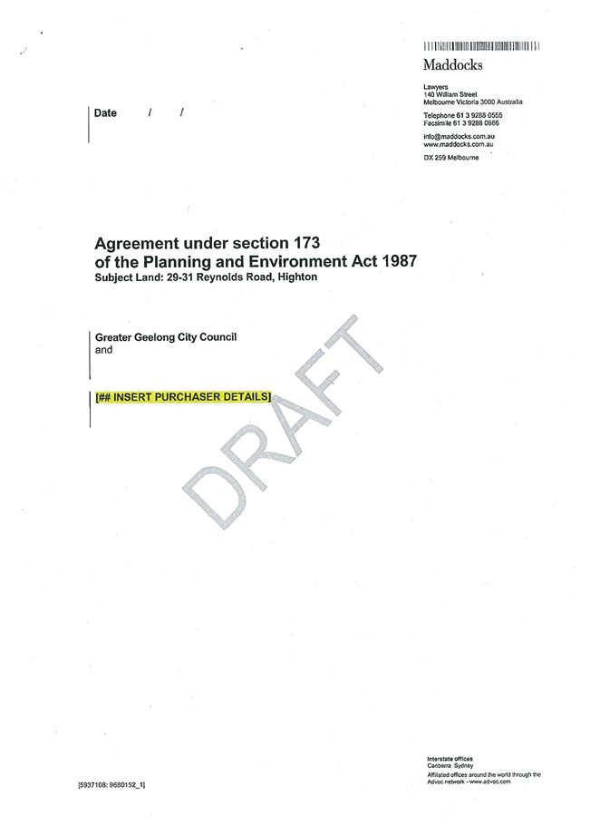 Appendix 4-3 Section 173 Agreement