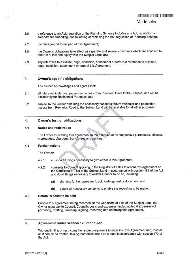 Appendix 4-3 Section 173 Agreement