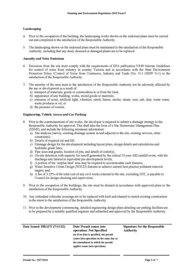 Updated draft Planning Permit - page 2