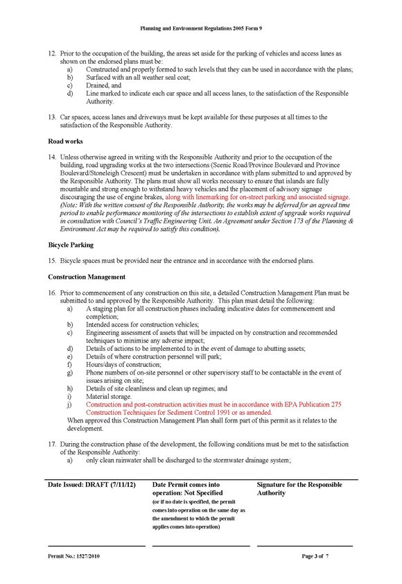 Updated draft Planning Permit - page 3