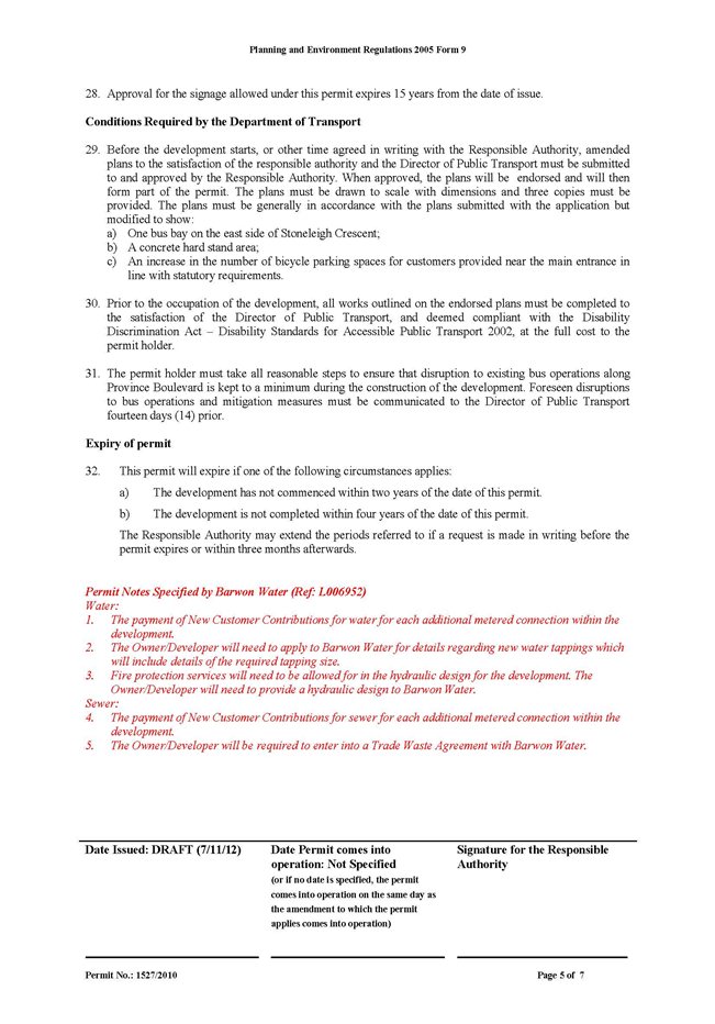 Updated draft Planning Permit - page 5