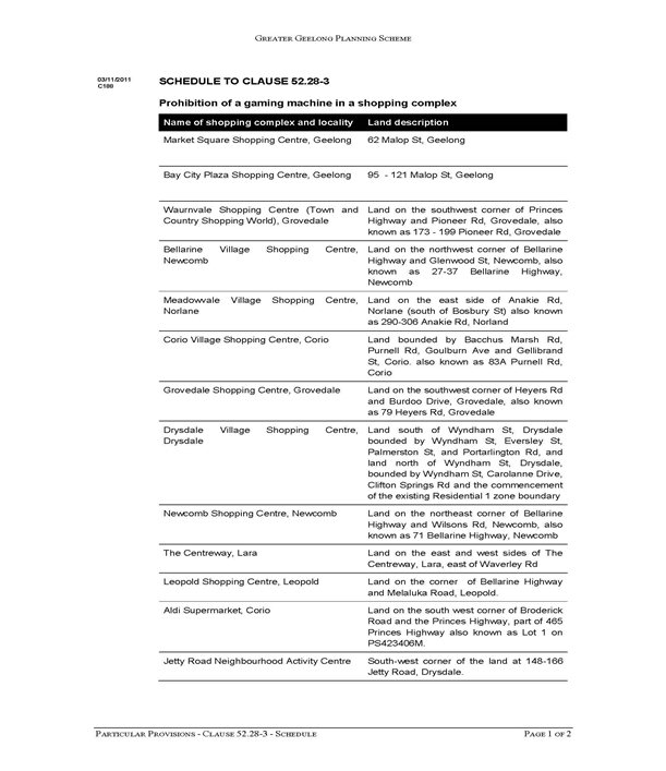 Revised Clause 52.28-3 Gaming