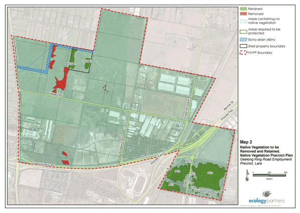 Map showing Native Vegetation to be Protected and Removed