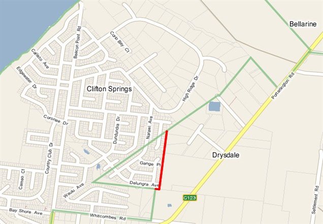 130312-minutes-8.jpg Map showing current boundary in green and proposed new boundary in red