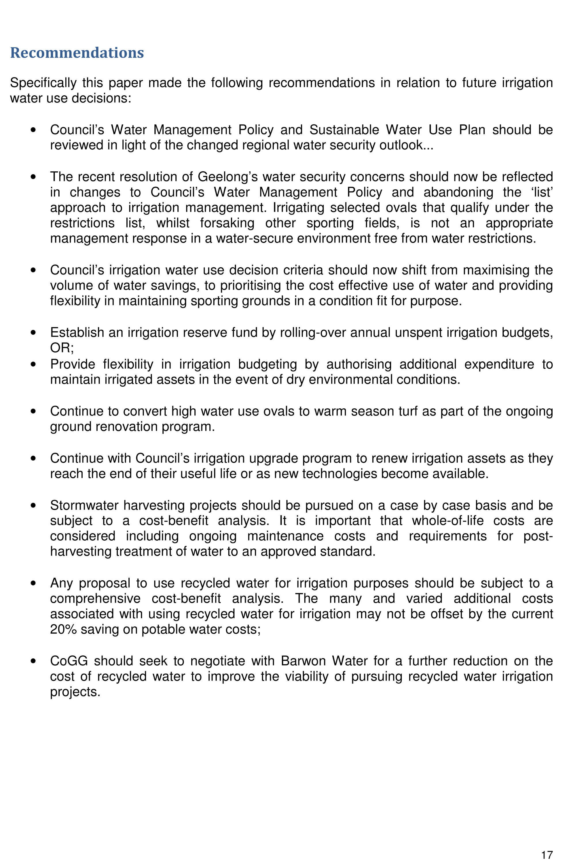 Irrigation Management Discussion Paper - Page 17