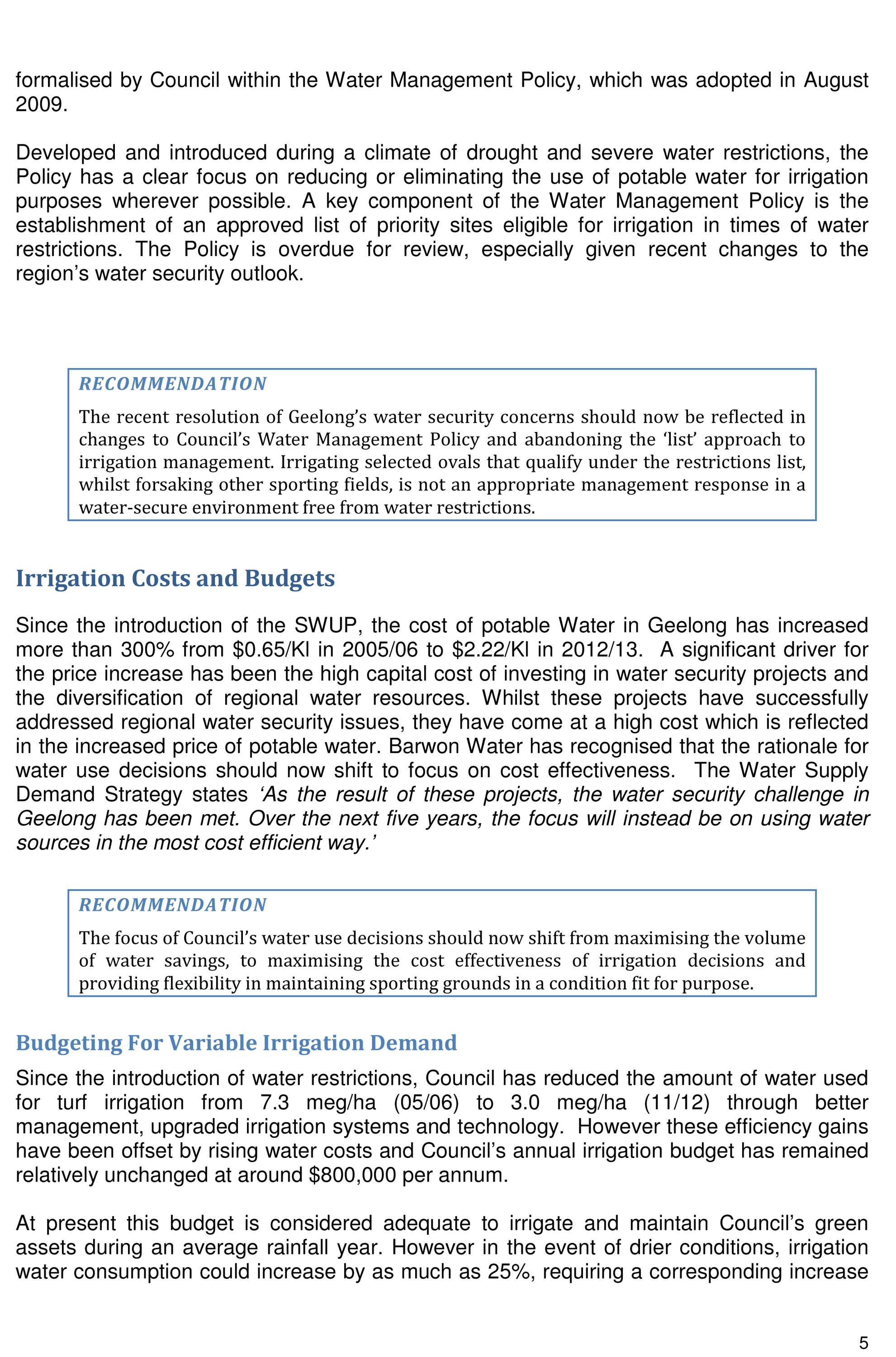 Irrigation Management Discussion Paper - Page 5