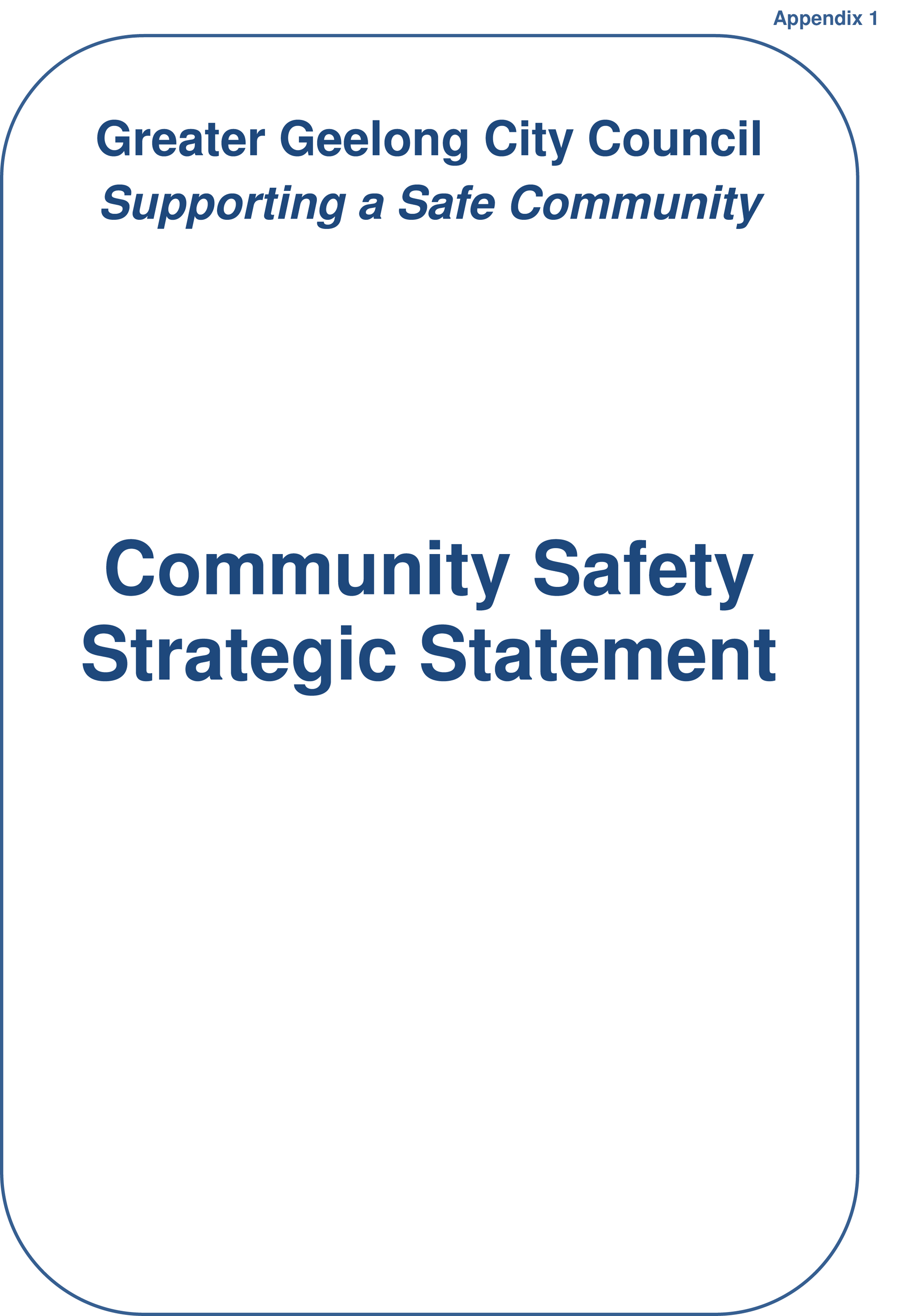 Community Safety Strategic Statement - Title page