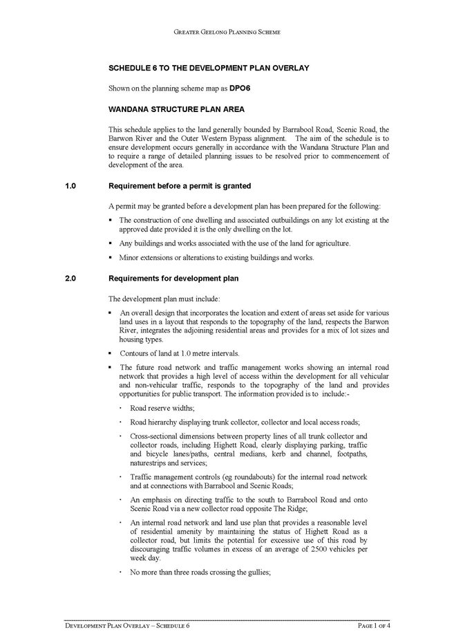 Schedule 6 to the Development Plan Overlay (Page 1 of 4)