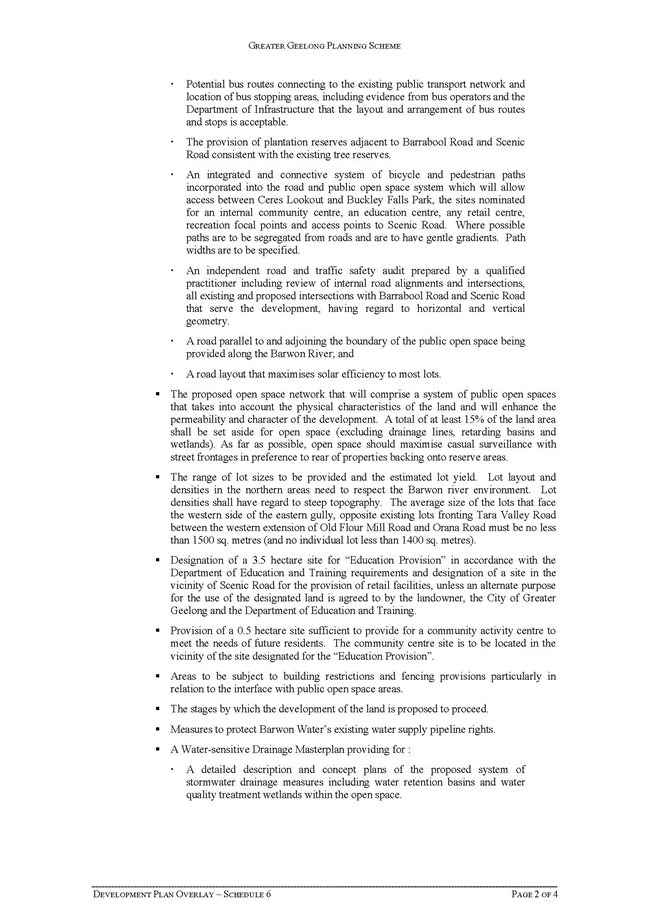 Schedule 6 to the Development Plan Overlay (Page 2 of 4)