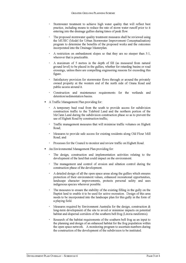 Schedule 6 to the Development Plan Overlay (Page 3 of 4)