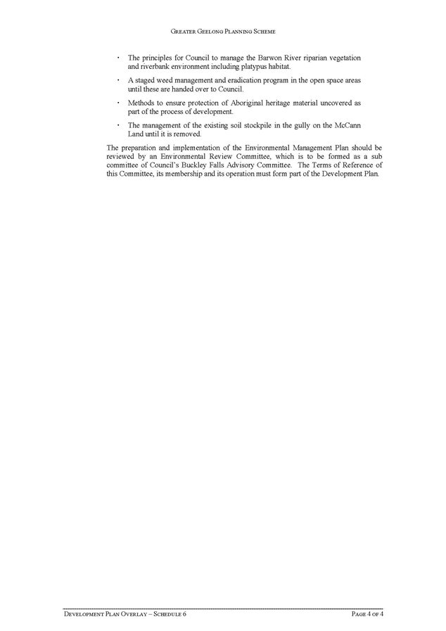 Schedule 6 to the Development Plan Overlay (Page 4 of 4)