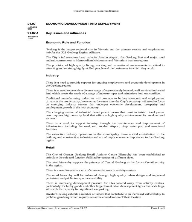21.07 - Economic Development and Employment