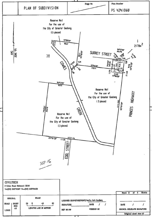 Plan of Subdivision PS 424106U - Sheet 2 of 2