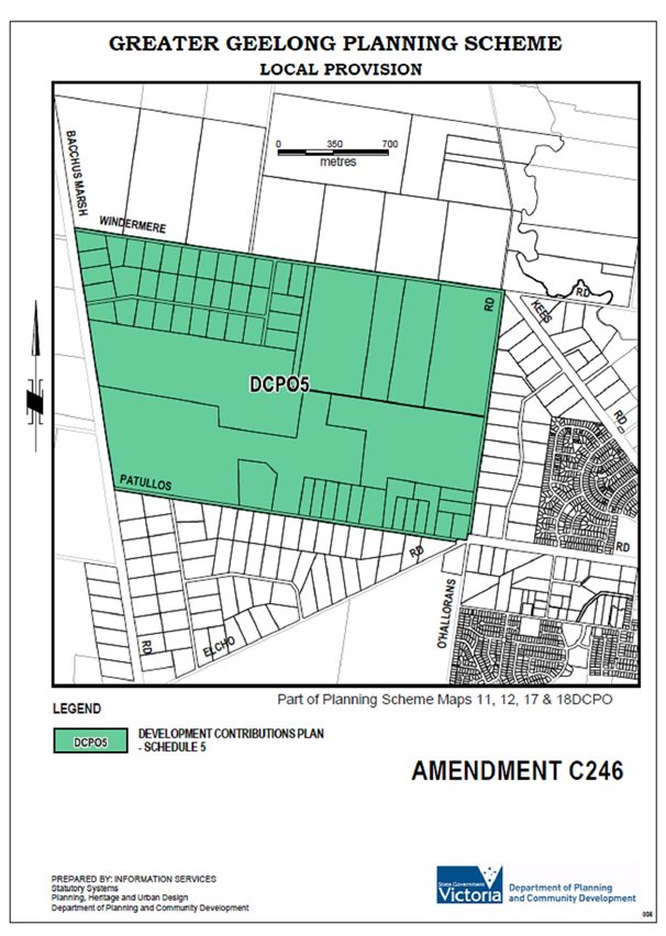 Map of amendment C246 - zone DCPO5