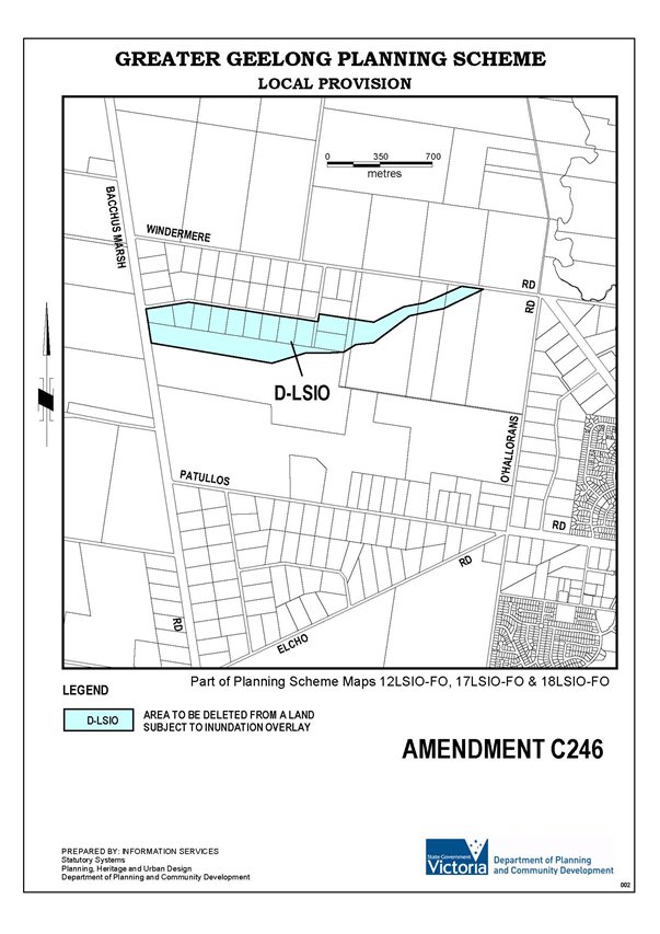 Map of amendment C246 - zone D-LSIO