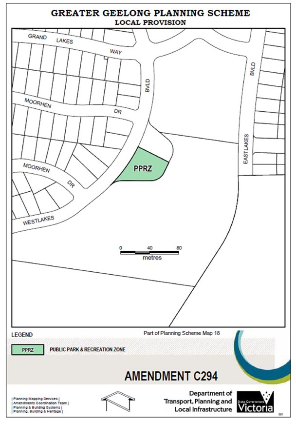 Local Provision Amendment C294 - Public Park & Recreation Zone - part of Planning Scheme Map 18