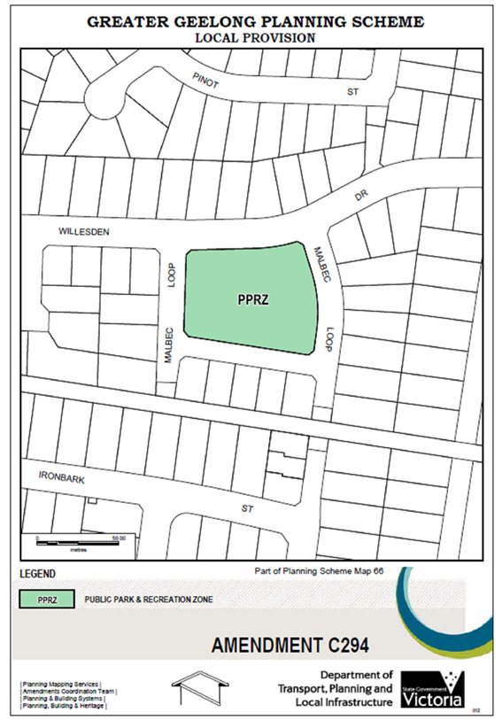 Local Provision Amendment C294 - Public Park & Recreation Zone - part of Planning Scheme Map 66
