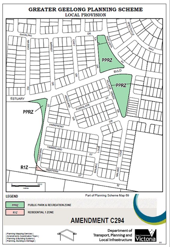 Local Provision Amendment C294 - Public Park & Recreation Zone and Residntial 1 Zone - part of Planning Scheme Map 69