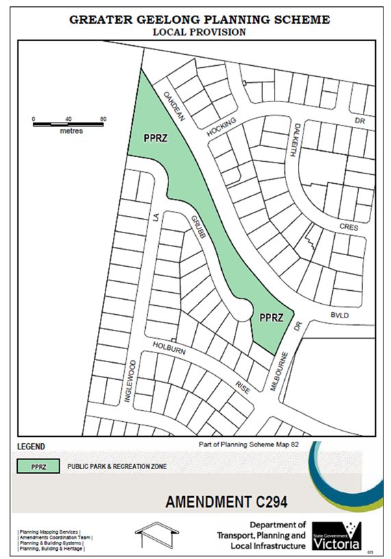 Local Provision Amendment C294 - Public Park & Recreation Zone - part of Planning Scheme Map 82