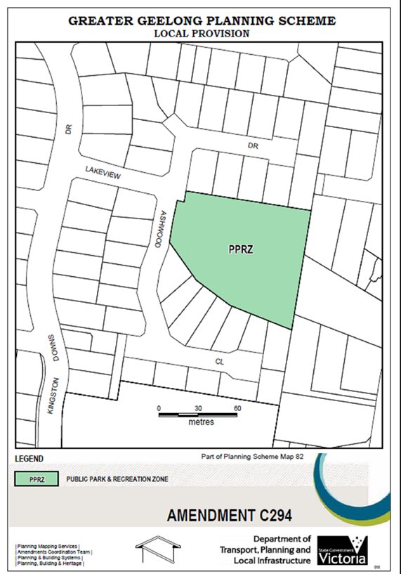 Local Provision Amendment C294 - Public Park & Recreation Zone - part of Planning Scheme Map 82