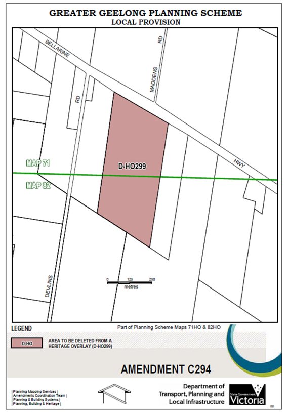 Local Provision Amendment C294 - Area to be deleted from heritage overlay (D-HO299) - part of Planning Scheme Maps 71HO and 82HO