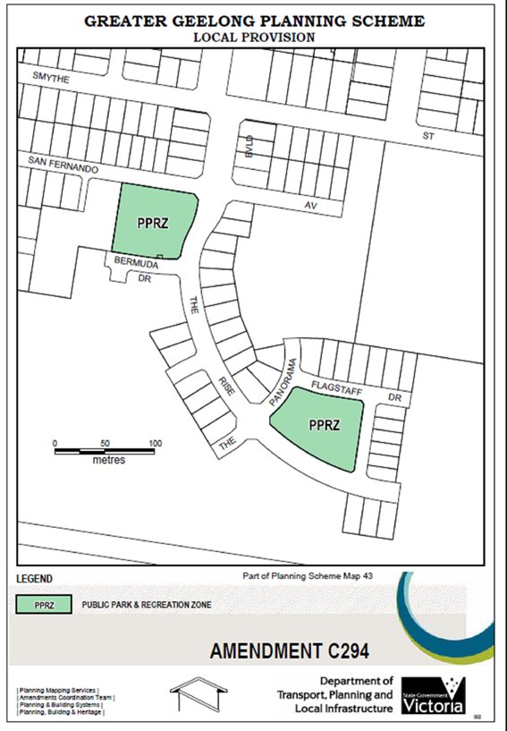 Local Provision Amendment C294 - Public Park & Recreation Zone - parto f Planning Scheme Map 43