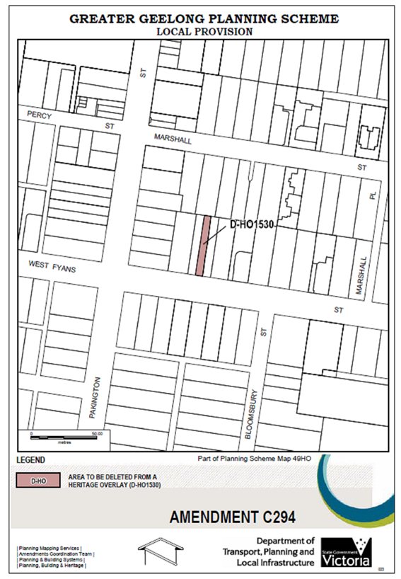 Local Provision Amendment C294 - Heritage overlay - part of Planning Scheme Maps 49HO