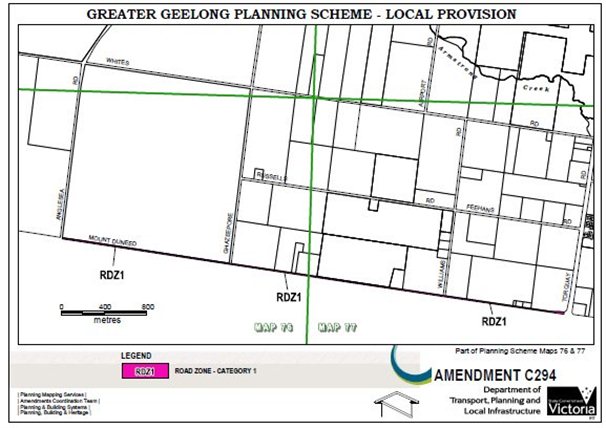 Local Provision Amendment C294 - Road Zone Category 1 - part of Planning Scheme Maps 76 and 77