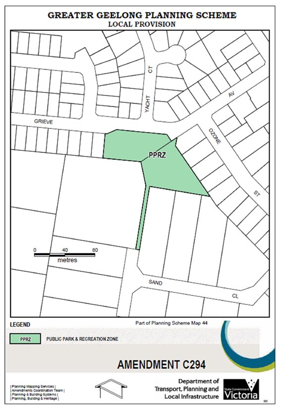 Local Provision Amendment C294 - Public Park & Recreation Zone - part of Planning Scheme Map 44