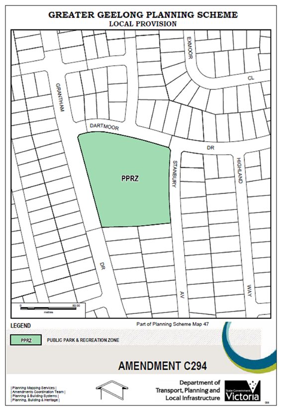 Local Provision Amendment C294 - Public Park & Recreation Zone - part of Planning Scheme Map 47