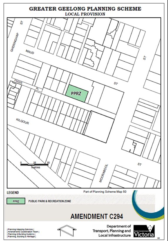 Local Provision Amendment C294 - Public Park & Recreation Zone - part of Planning Scheme Map 50