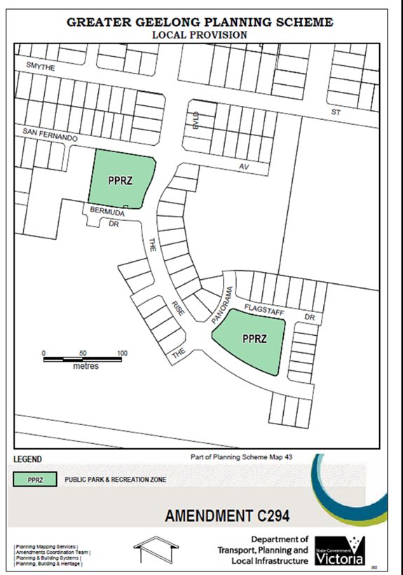 Local Provision Amendment C294 - Public Park & Recreation Zone - part of Planning Scheme Map 43