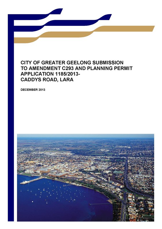 Council submission to Amendment C293 and Planning Permit Application 1185/2013 - Title page