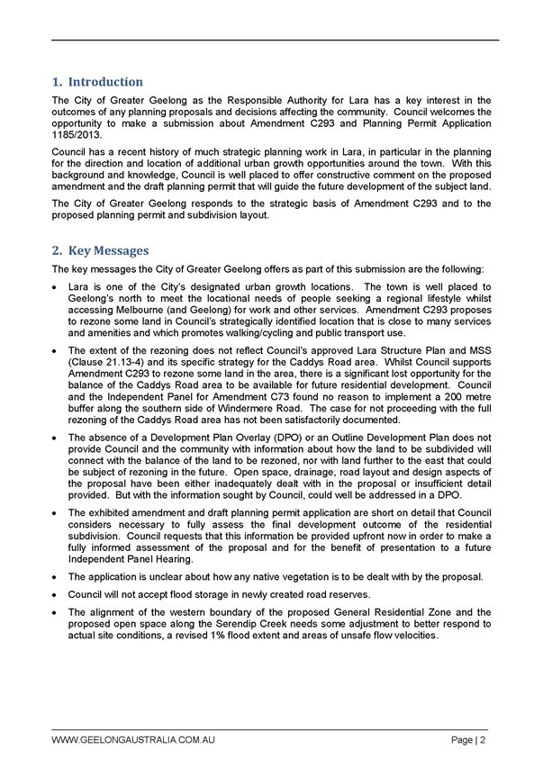 Council submission to Amendment C293 and Planning Permit Application 1185/2013 - Page 2