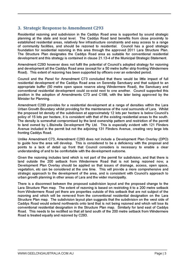 Council submission to Amendment C293 and Planning Permit Application 1185/2013 - Page 3