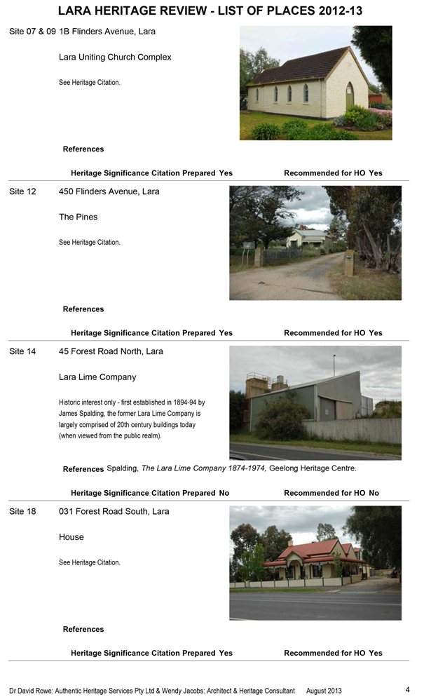 Sites 07, 09, 12, 14  and 18