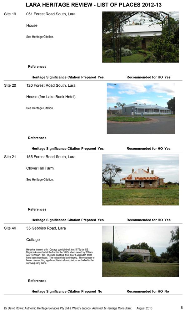 Sites 19, 20, 21 and 46