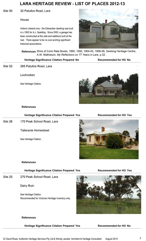 Sites 50, 52, 26 and 25