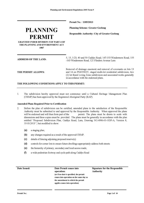 Planning Permit 1185/2013 Page 1 of 10