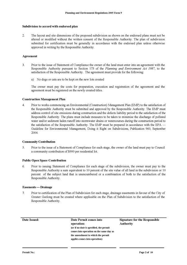 Planning Permit 1185/2013 Page 2 of 10