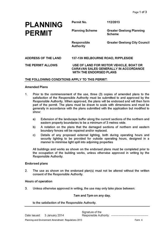 Planning Permit 112/2013 - page 1 of 3