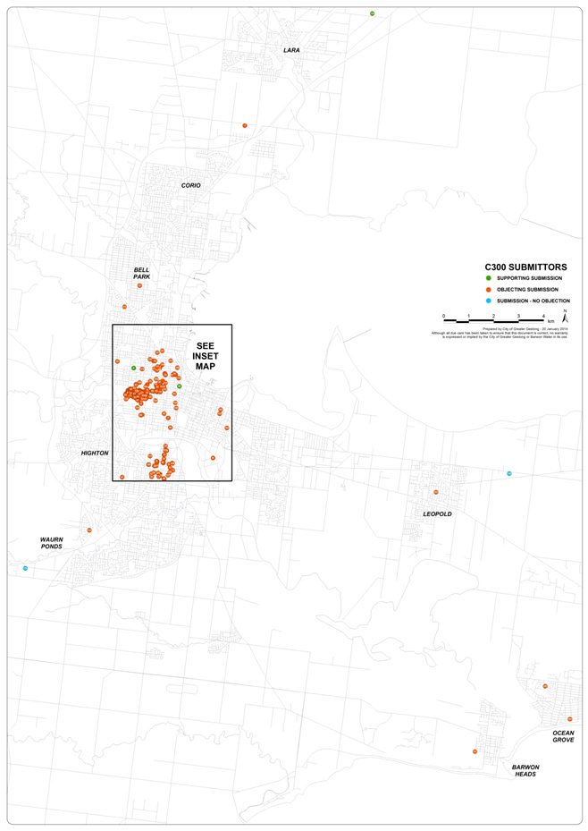 Location of Submitters and Table of Submitters by Suburb