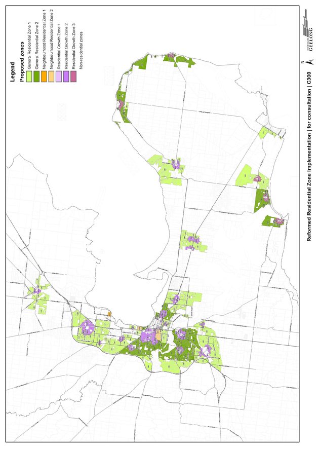 Reformed Residential Zone implementation for consultation C300 Urban Geelong propsed zones across the City of Greater Geelong