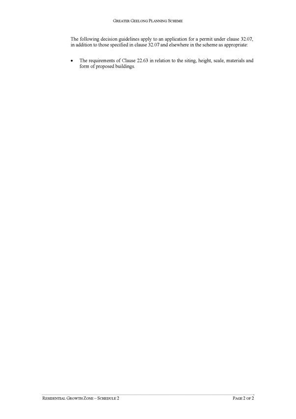 Updated Schedule 2 to Clause 32.07 Residential Growth Zone - page 2 of 2