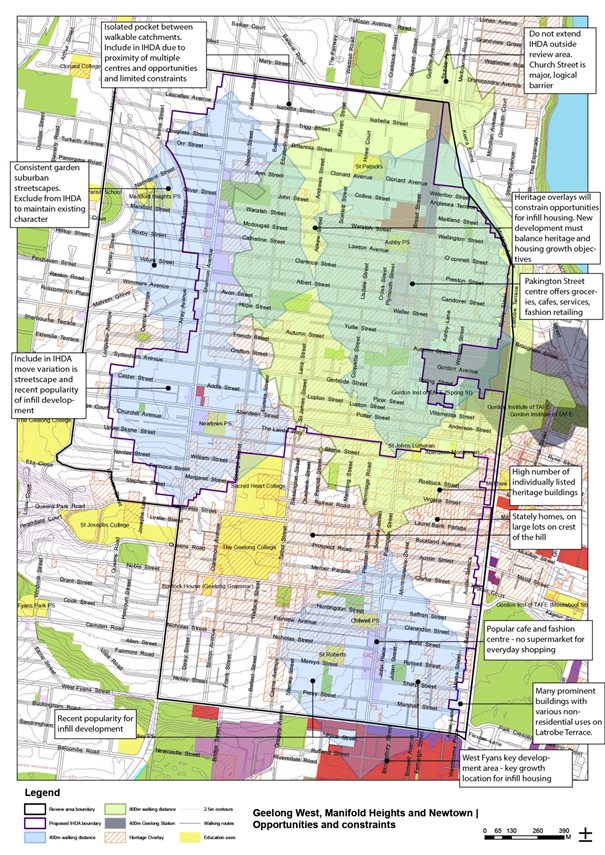 Geelong West/Manifold Heights/Newtown Opportunities and Constraints Map